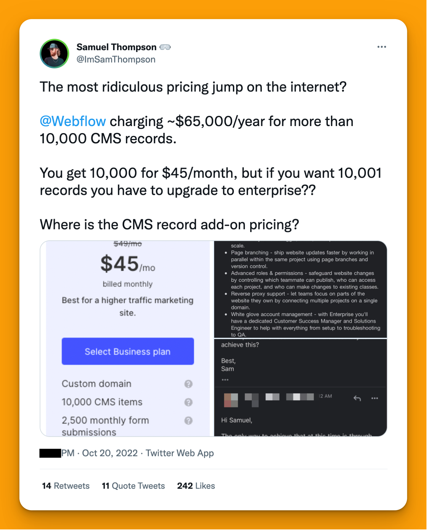 Webflow 企業定價