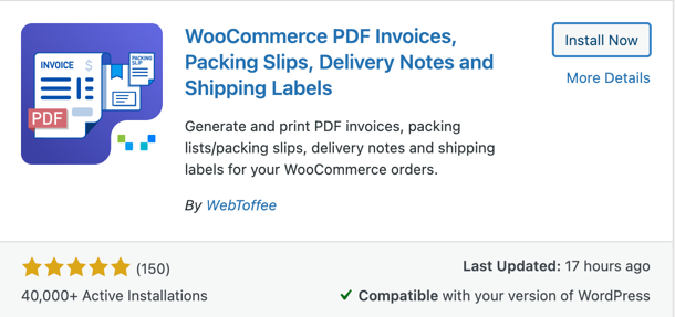 Faturas em PDF WooCommerce, plug-in de etiquetas de remessa
