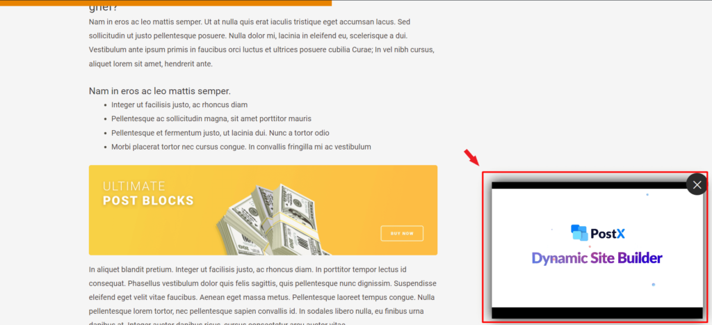 如何使用 PostX 13 在 WordPress 中添加精选视频缩略图 PostX Featured Video On Sticky Scroll
