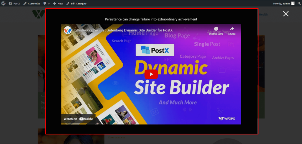 如何使用 PostX 11 在 WordPress 中添加精选视频缩略图 PostX Featured Video Popup