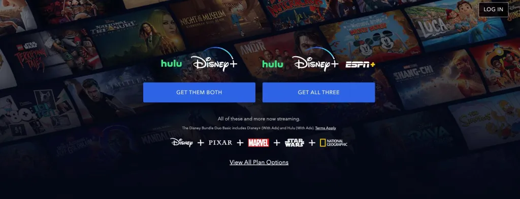 Страница Disney Plus с популярным новым Marvel, телешоу на заднем плане и кнопкой подписки