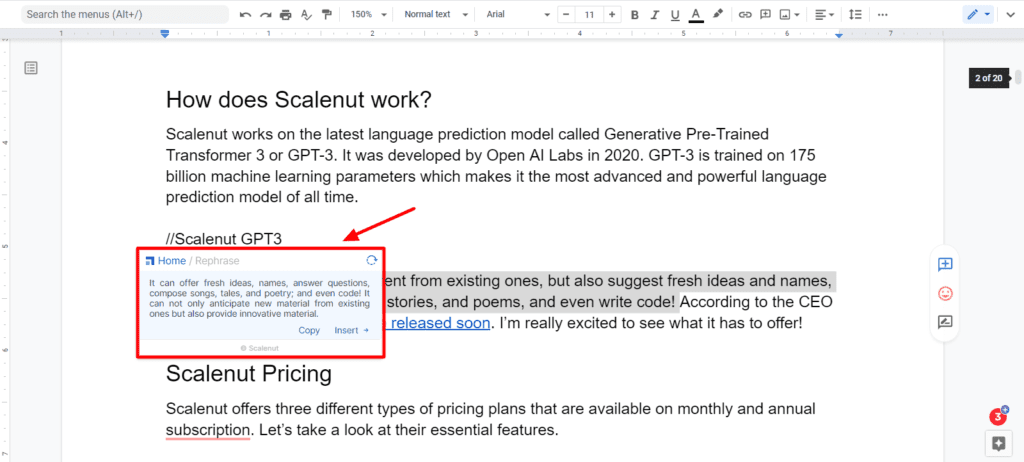 Extensão Scalenut Chrome funcionando