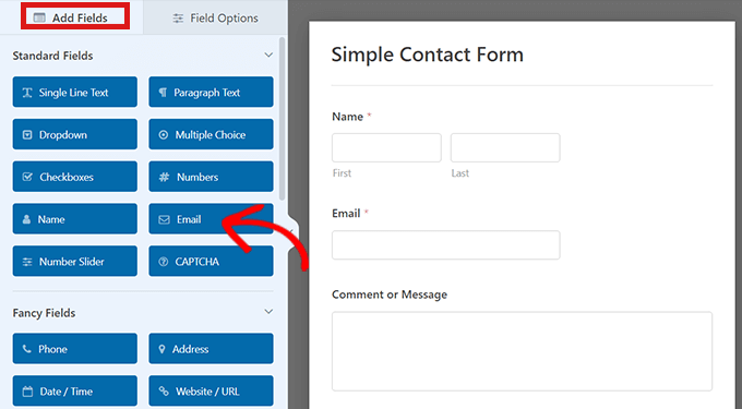 construtor de formulário de contato Form in form builder