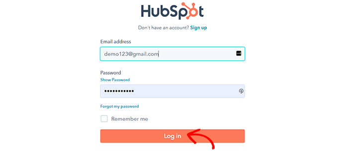 faça login em sua conta hubspot Log in to your HubSpot account