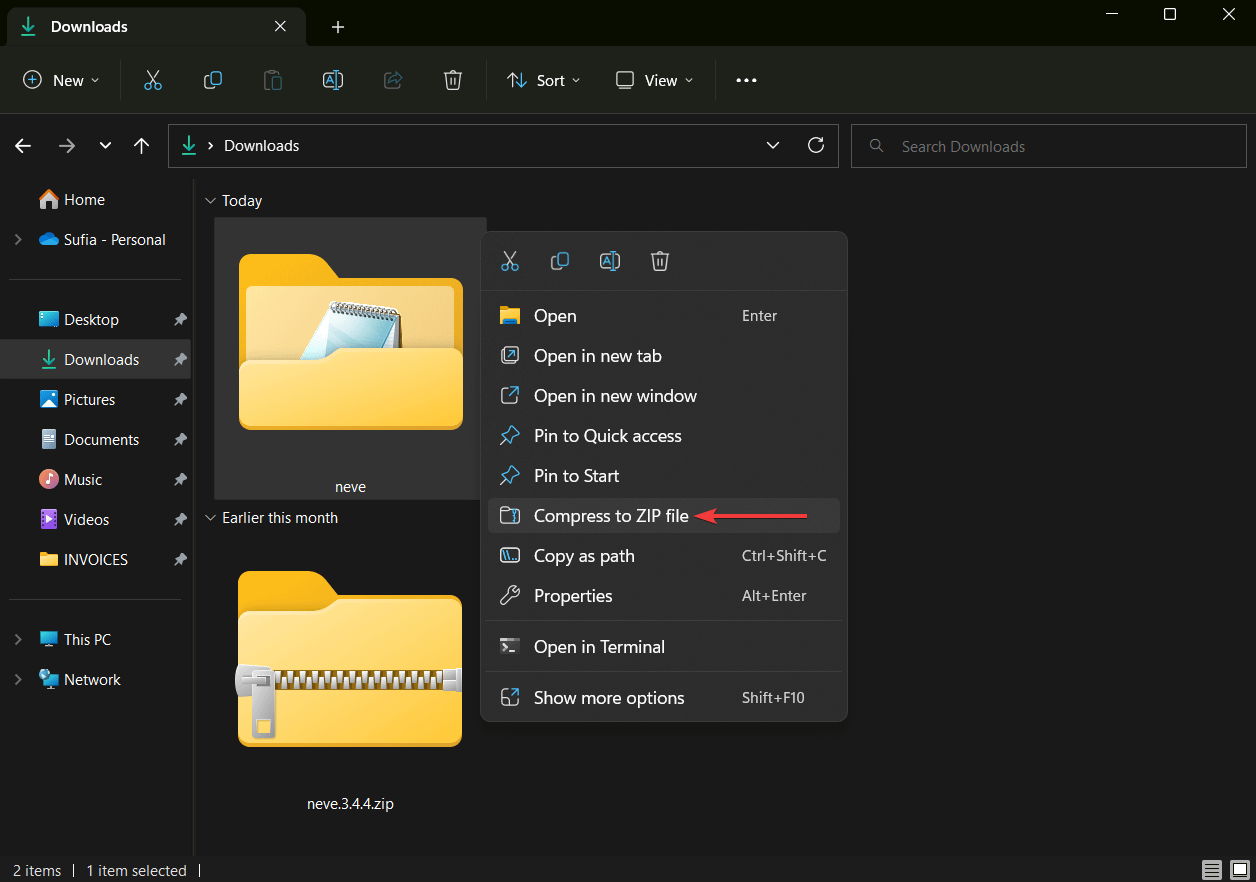 compactando a pasta do tema wordpress em um arquivo zip