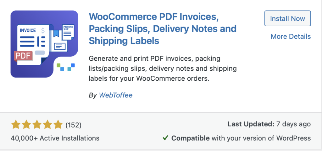 WooCommerce 的发票和送货单插件