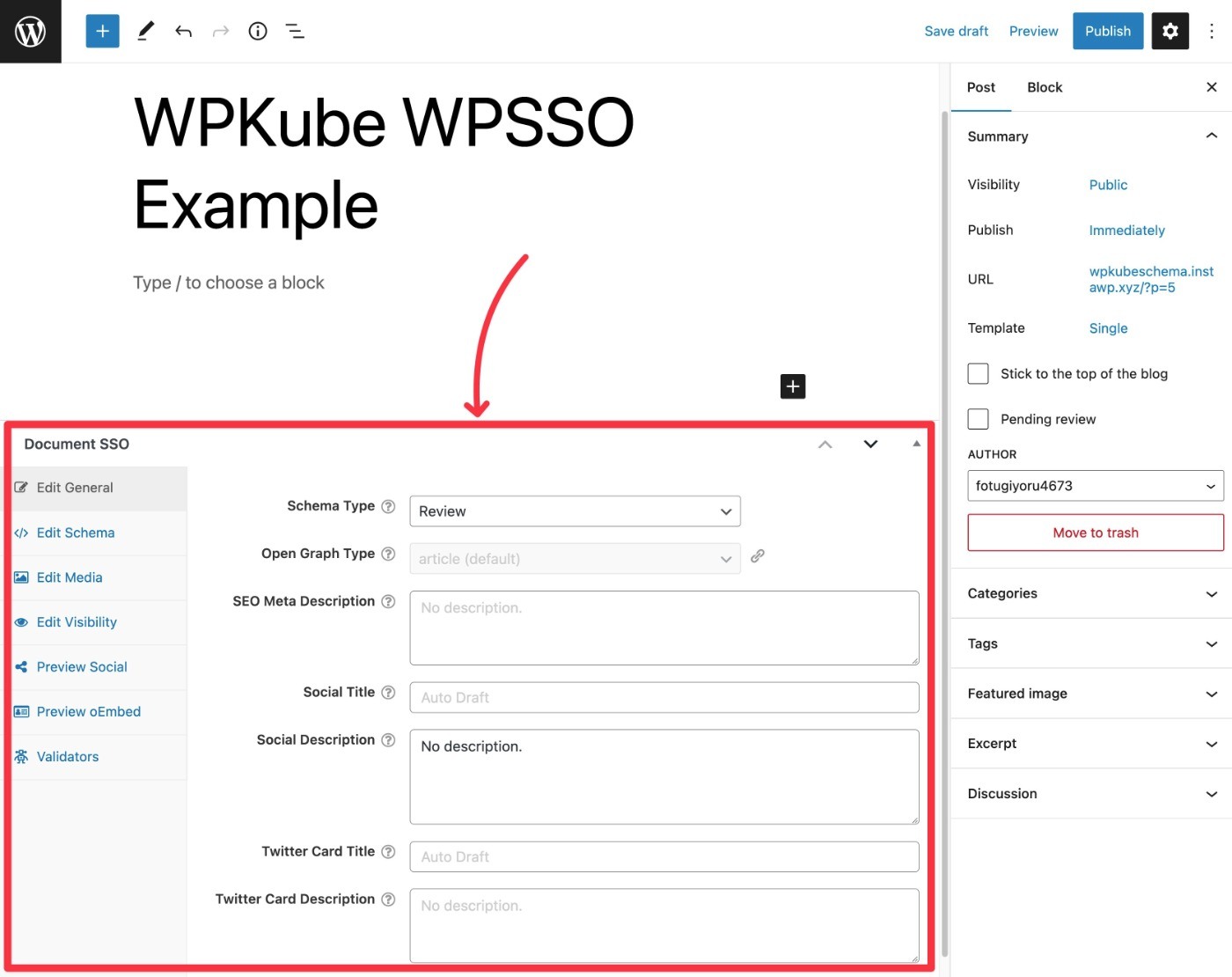 Boîte méta WPSSO pour les messages individuels