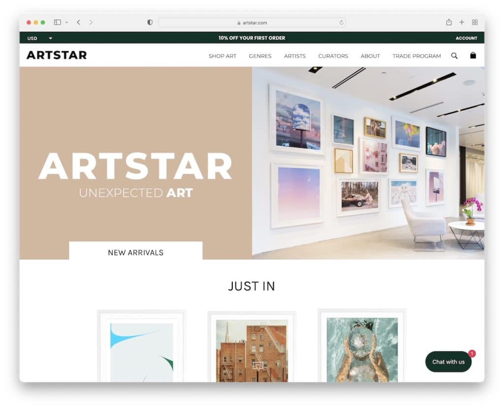 sitio web de la cartera de arte artstar