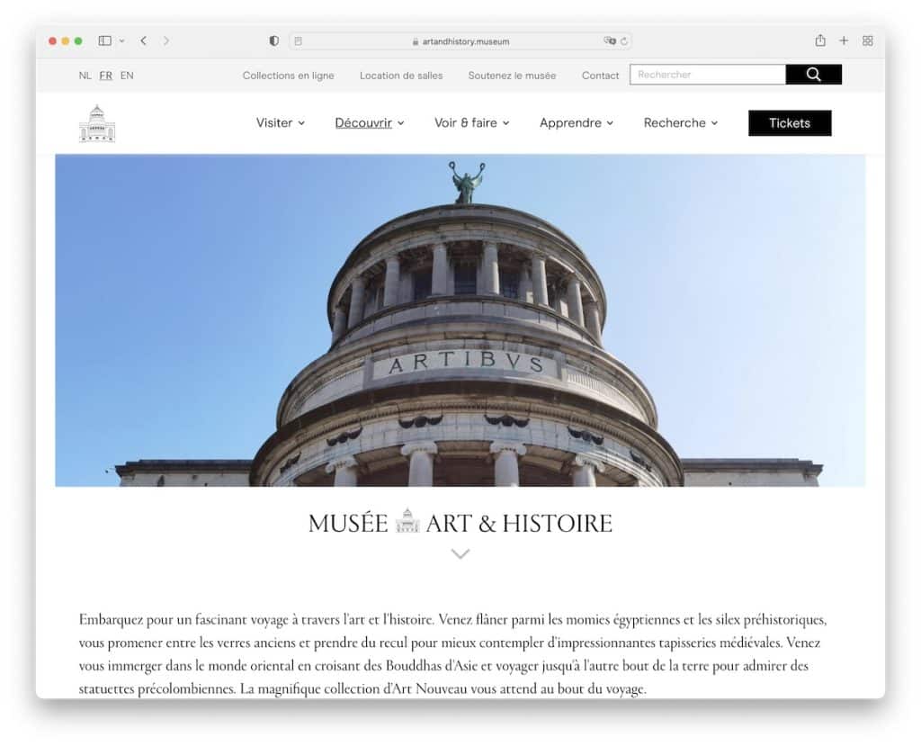 musee art histoire portafolio de arte sitio web