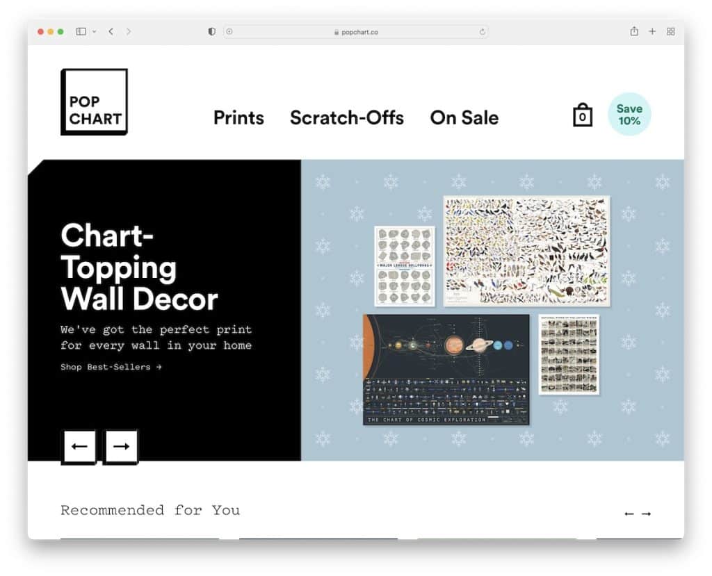 site web shopify graphique pop