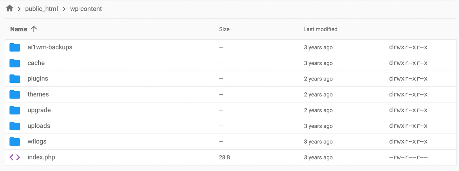 dossier plugins dans un gestionnaire de fichiers cpanel
