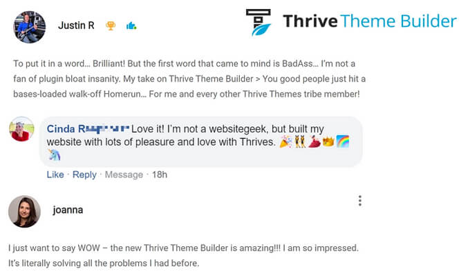 Thrive Theme Builder Görüşleri Thrive Theme Builder Testimonials