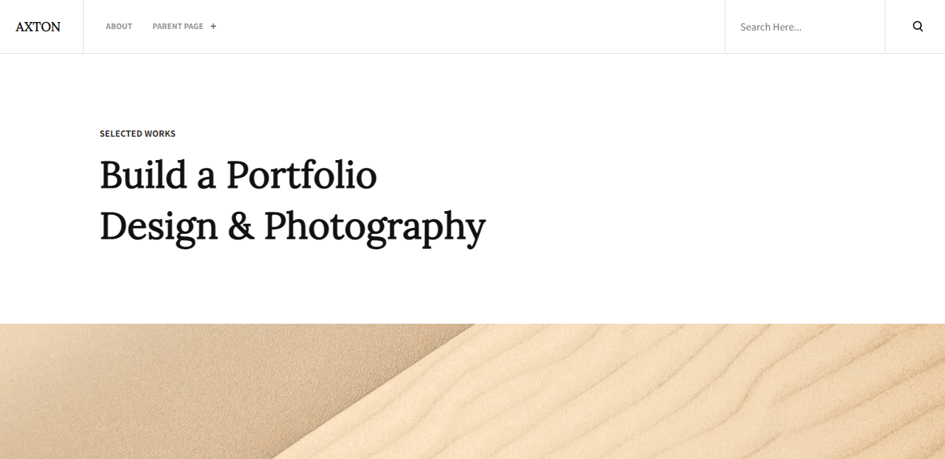 Axton este un exemplu grozav de temă minimalistă de editare a site-ului complet.