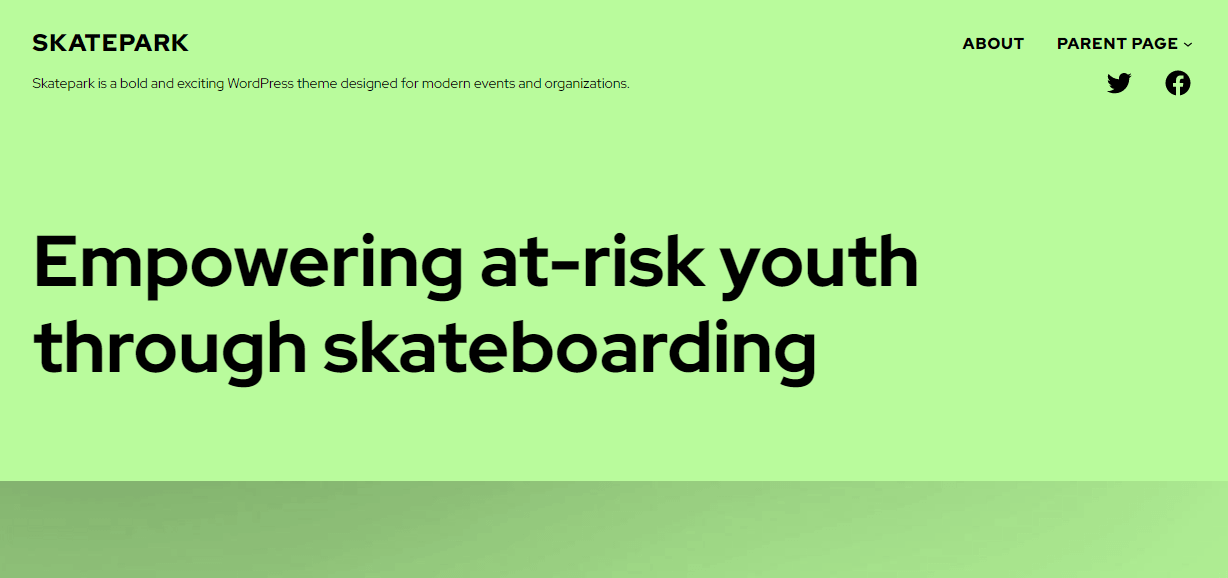 Skatepark este una dintre cele mai îndrăznețe și moderne teme de editare a site-ului complet disponibile.