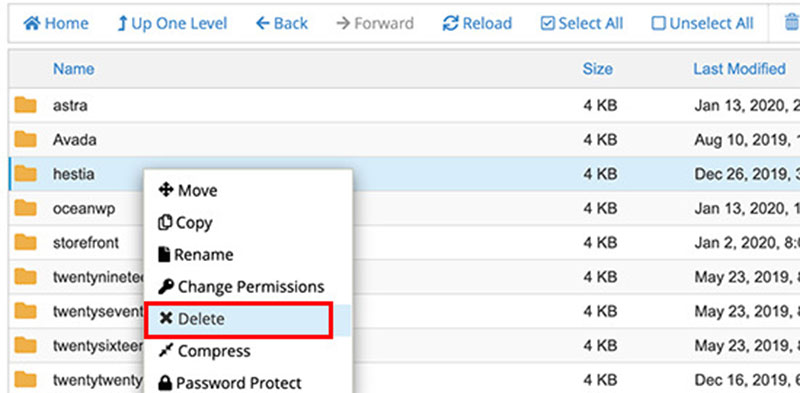 Hapus Tema WordPress Menggunakan File Manager