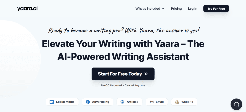 Pagina de pornire Yaara AI