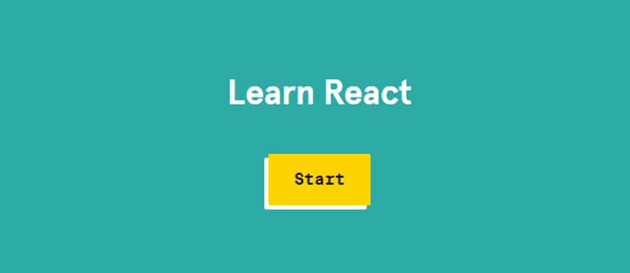 Mostrando as letras 'Learn React' junto com um botão mencionando 'start' no meio.