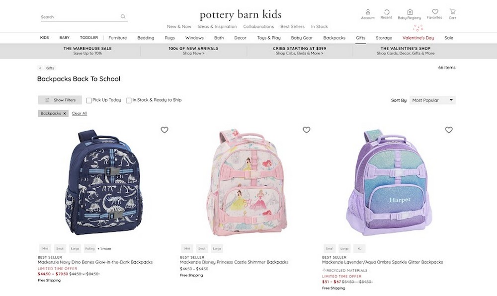 Plecaki Pottery Barn dla dzieci
