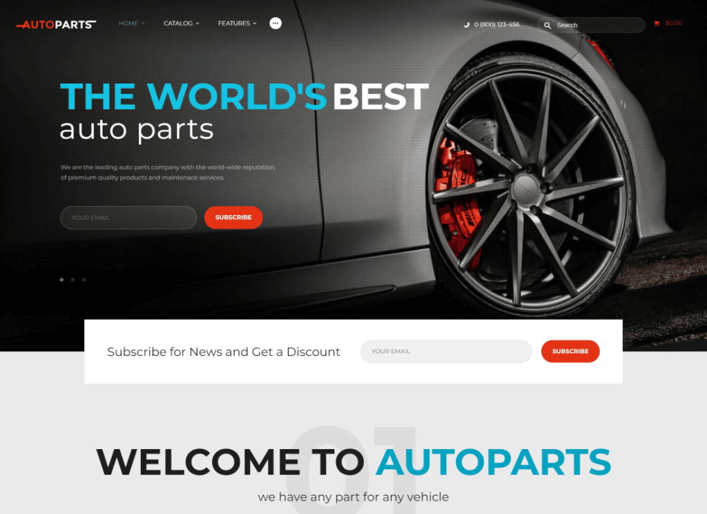 AutoParts - Loja de peças de automóveis e tema WordPress de serviços automotivos