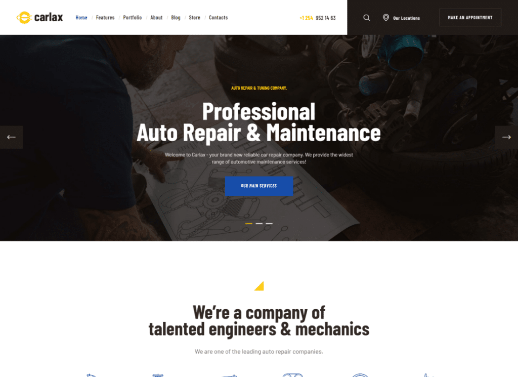 Carlax - Autoteilegeschäft & Autoservice WordPress Theme