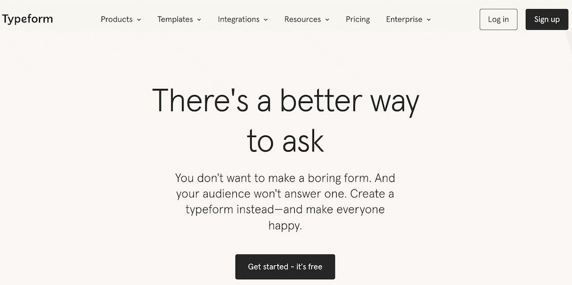 The Typeform homepage