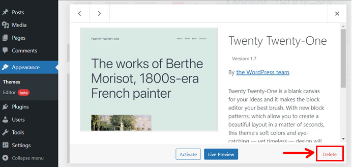 Cara Menghapus Tema dari Situs WordPress