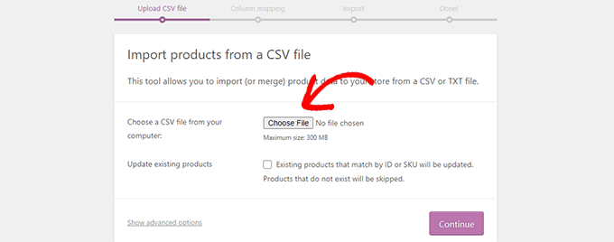 Pilih file impor Choose import file