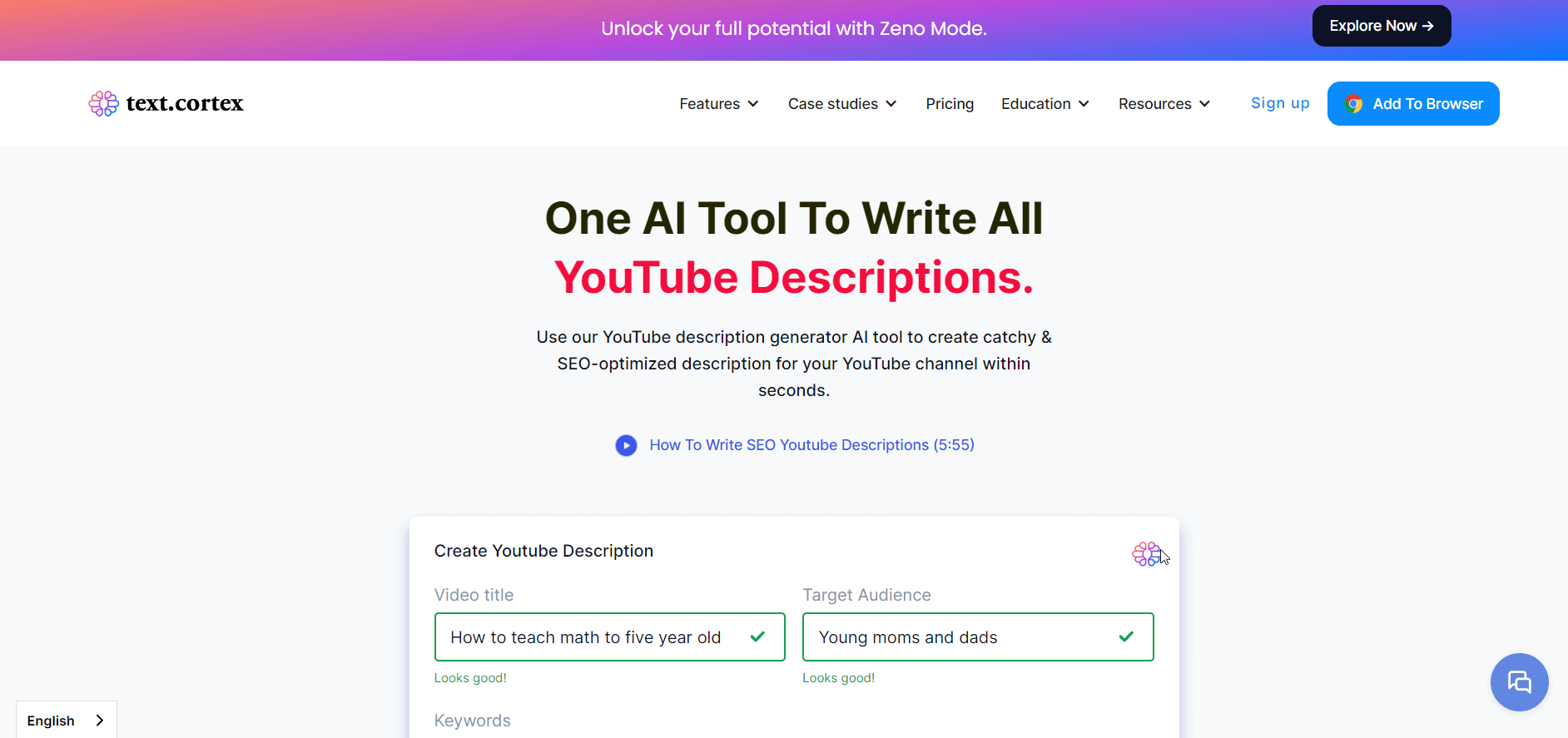 Text.cortex- YouTube video açıklama oluşturucu