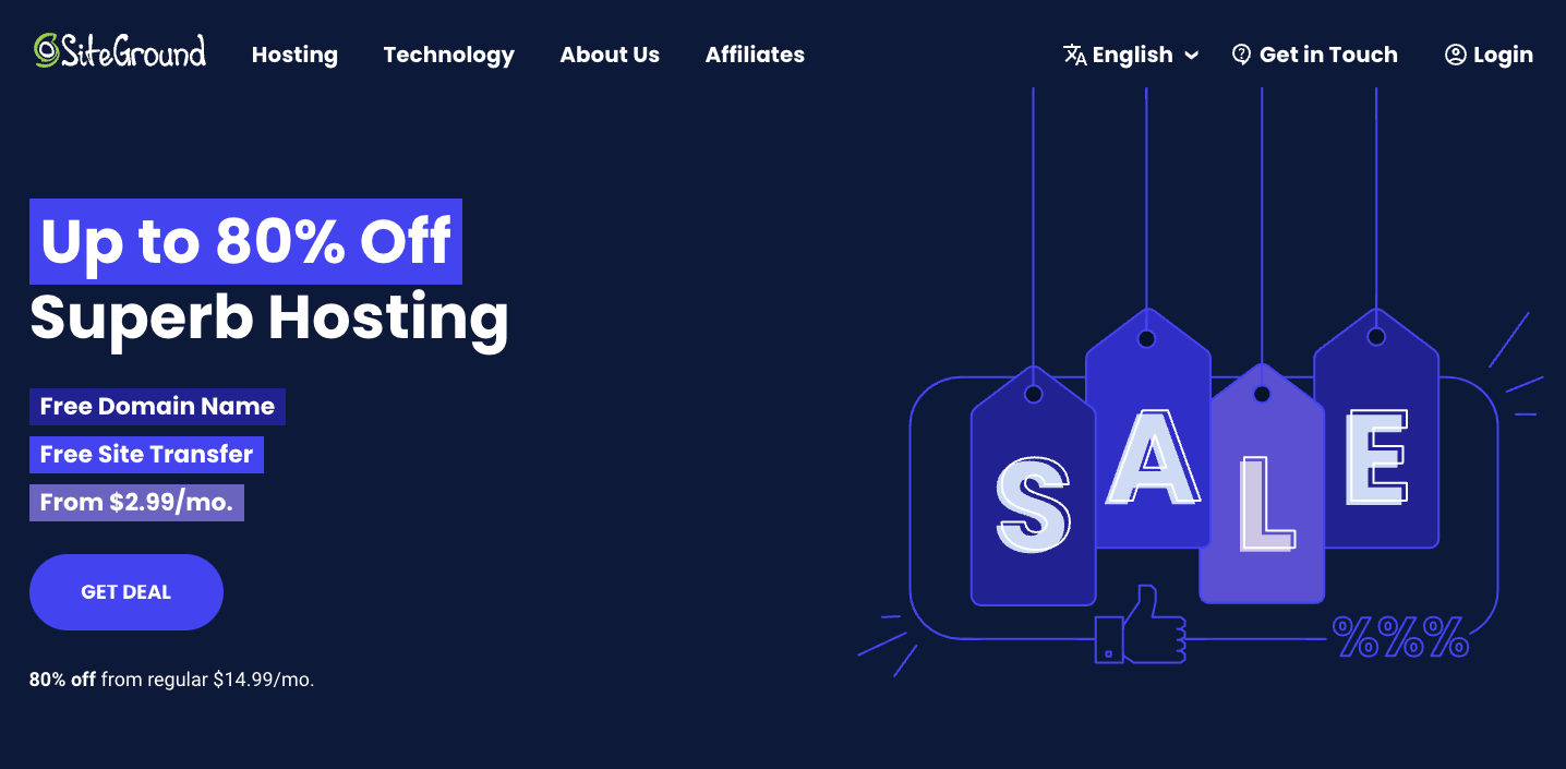 หน้าแรกของ SiteGround