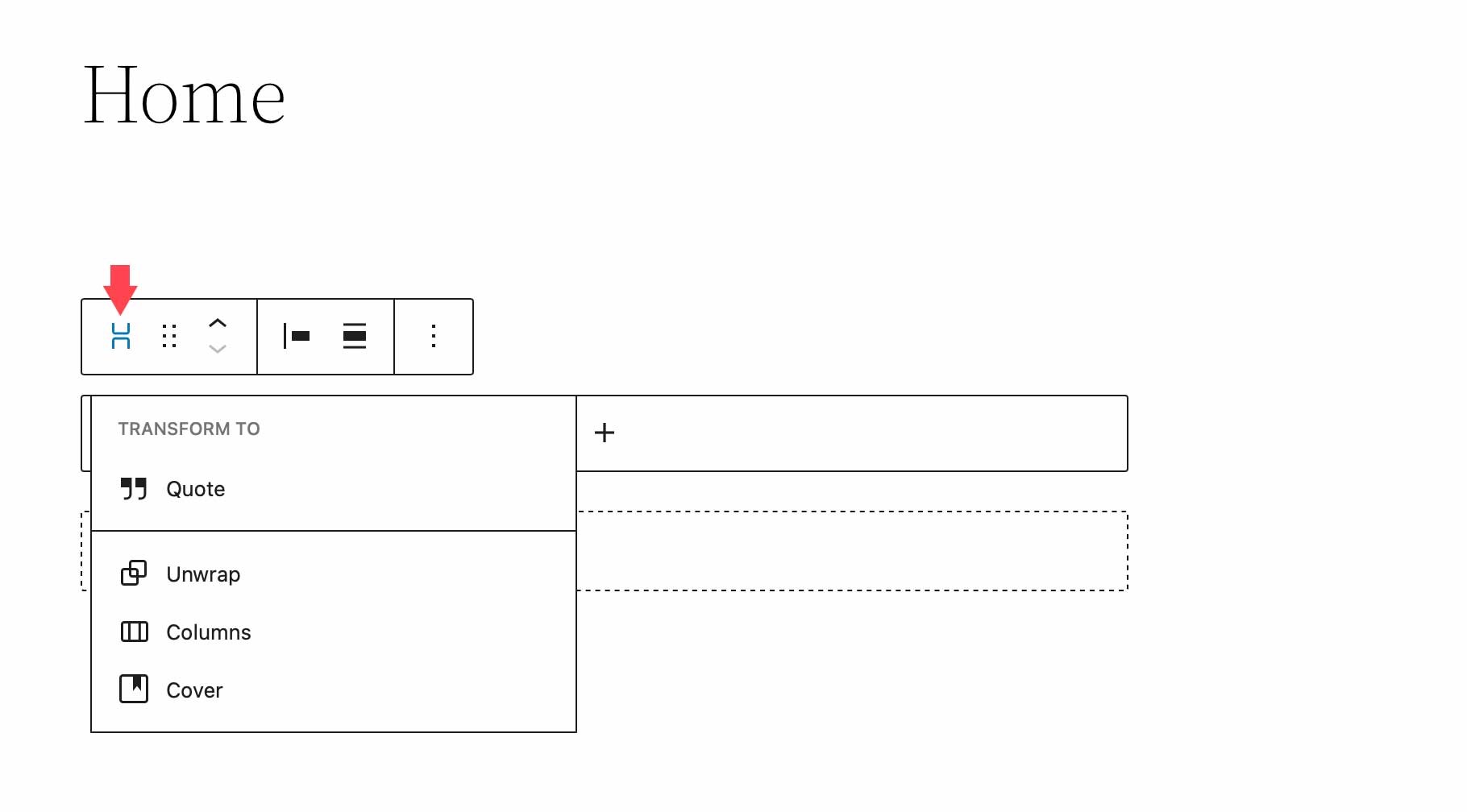 configurações de transformação