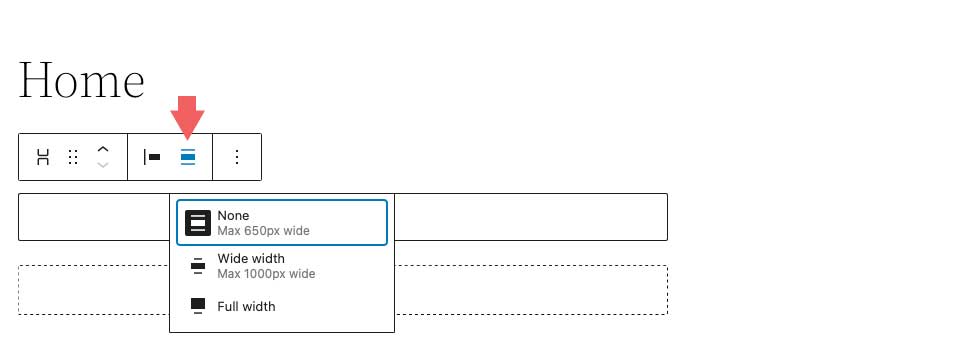 Impostazioni di allineamento Stack Block