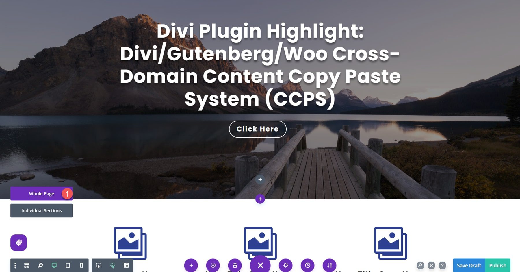 Pluginul Divi Evidențiați Divi/Gutenberg/Woo Sistemul de copiere și lipire a conținutului pe mai multe domenii (CCPS) Visual Builder 2