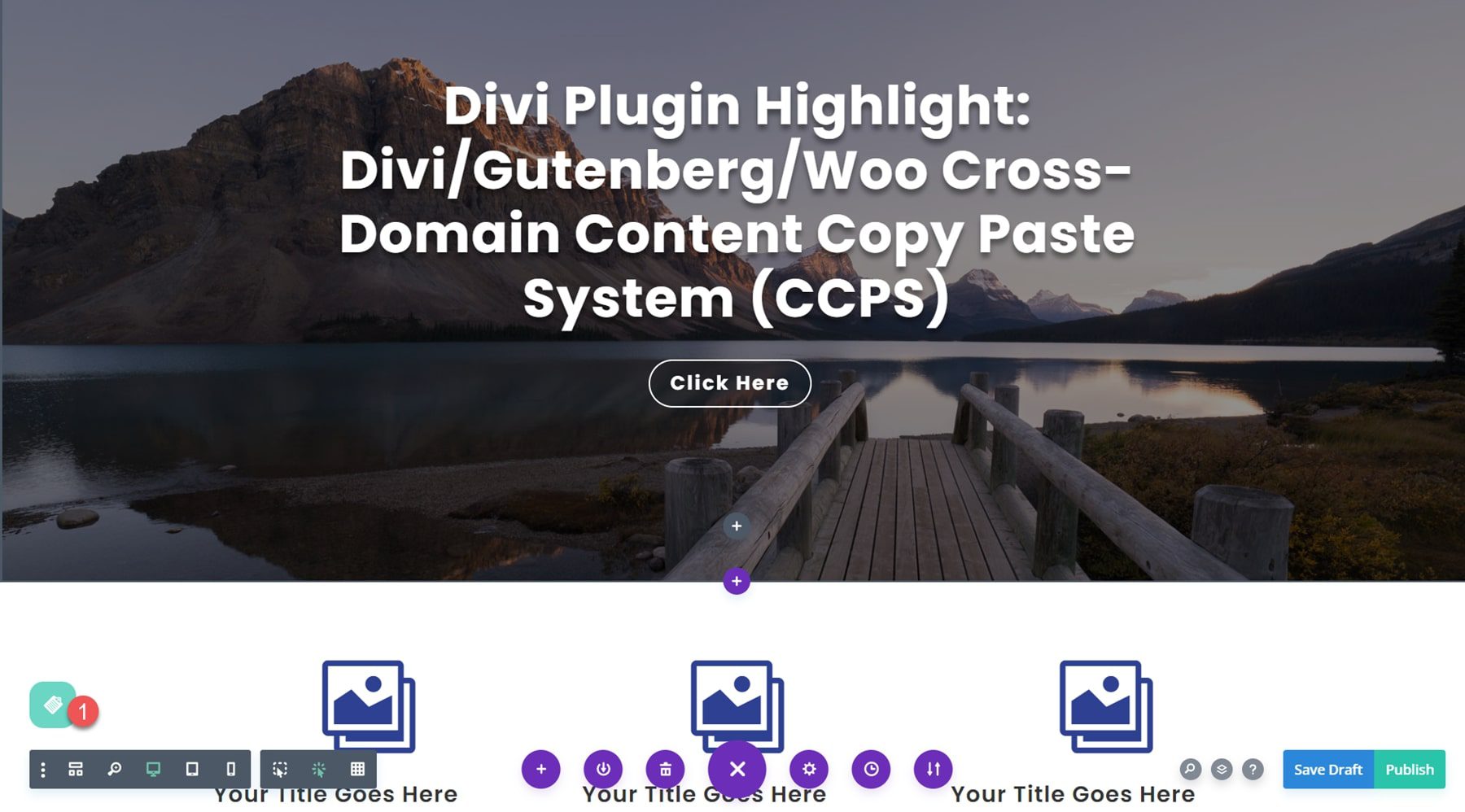 Divi Plugin Highlight Divi/Gutenberg/Woo Междоменная система копирования и вставки содержимого (CCPS) Visual Builder 1