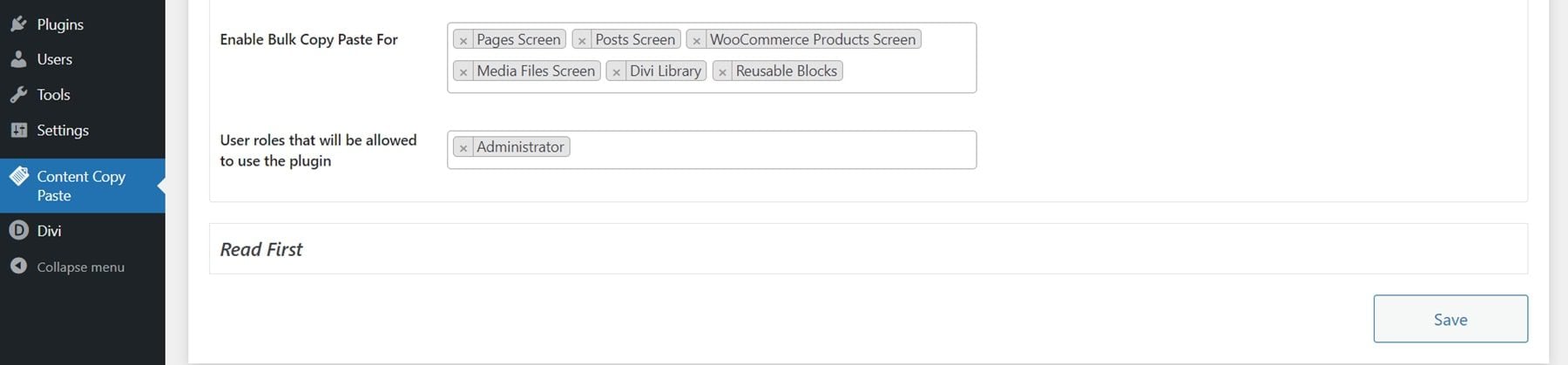 Divi-Plugin Highlight Divi/Gutenberg/Woo Cross-Domain Content Copy Paste System (CCPS)-Einstellungen 2