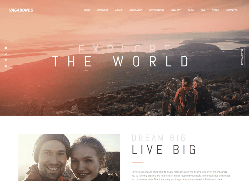Vagabonds - سمة WordPress الخاصة بالسفر ونمط الحياة الشخصية