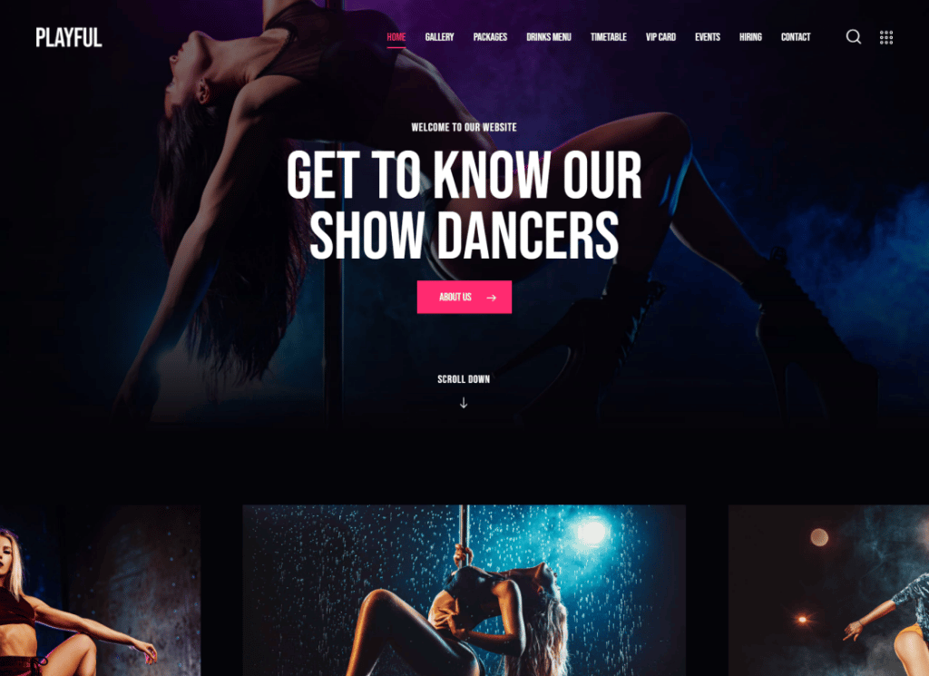 ขี้เล่น - ธีม Pole Dance Club & Store WordPress