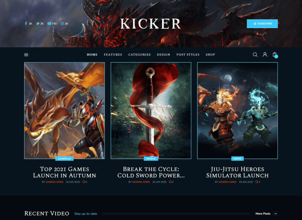 Kicker - Tema multipropósito de WordPress para blogs y revistas