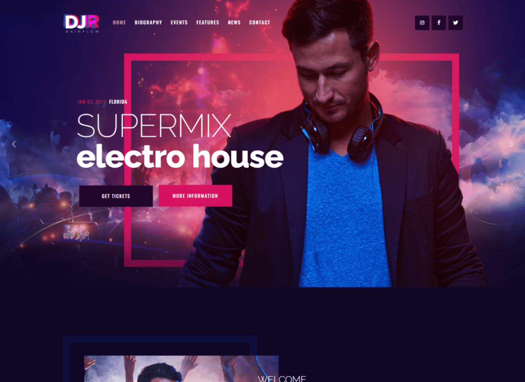 DJ Rainflow — музыкальная группа и музыкант WordPress тема