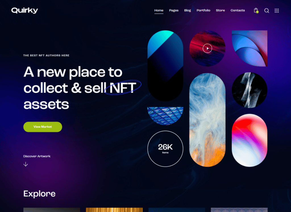 Quirky - NFT, Token & Blockchain WCFM Marketplace WordPress Theme