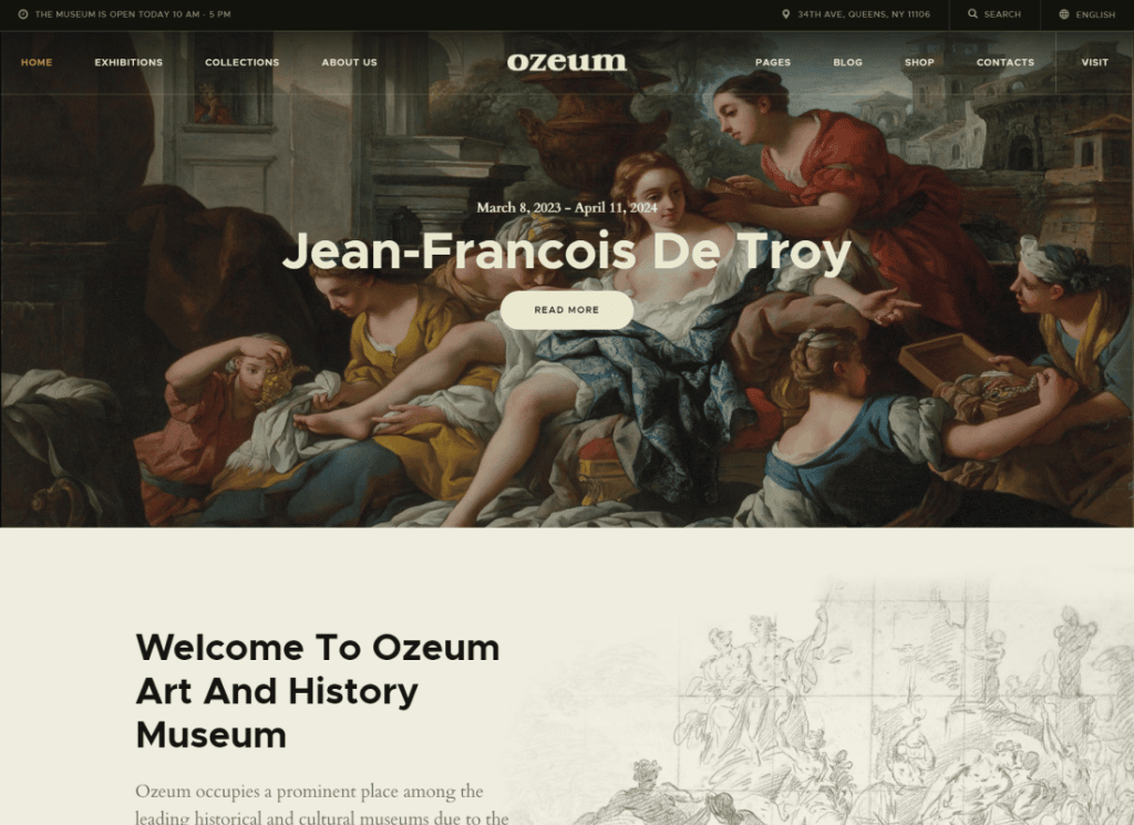 Ozeum - Tema de WordPress para galería de arte moderno y museo creativo en línea