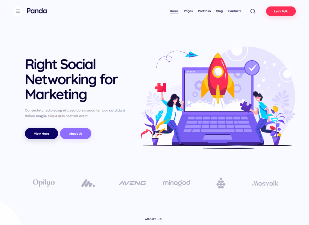 Panda — Креативное маркетинговое агентство и тема WordPress для SEO