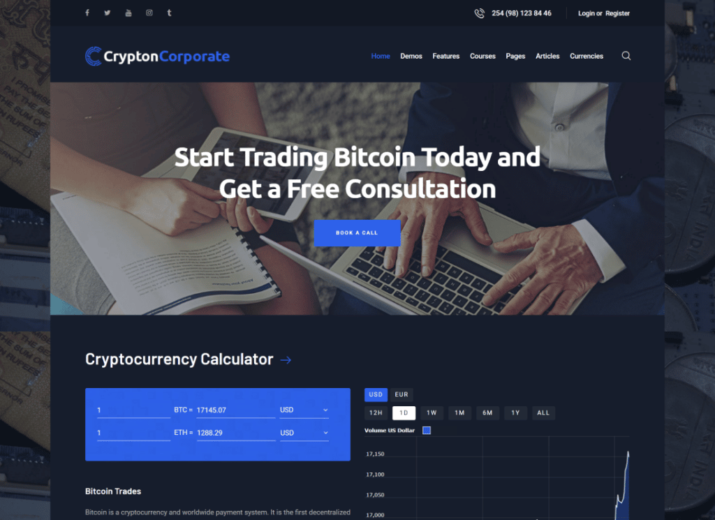 Crypton - Criptomoeda multifuncional e tema WordPress ICO