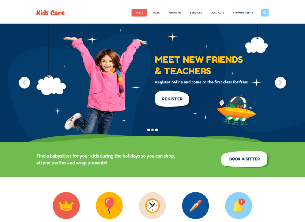 Îngrijirea copiilor - Tema WordPress multifuncțională pentru copii
