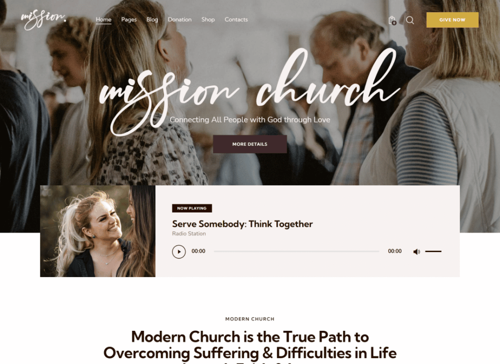 Misiune - Tema WordPress multifuncțională pentru biserică și religie