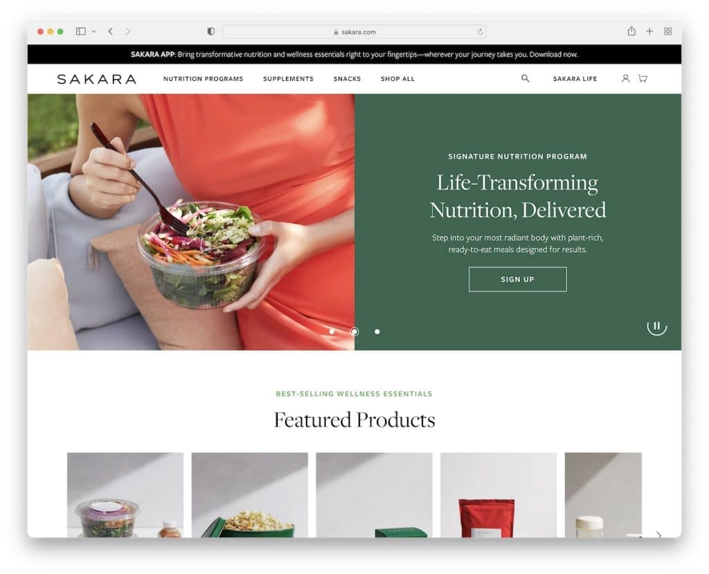 sakara Food-Website