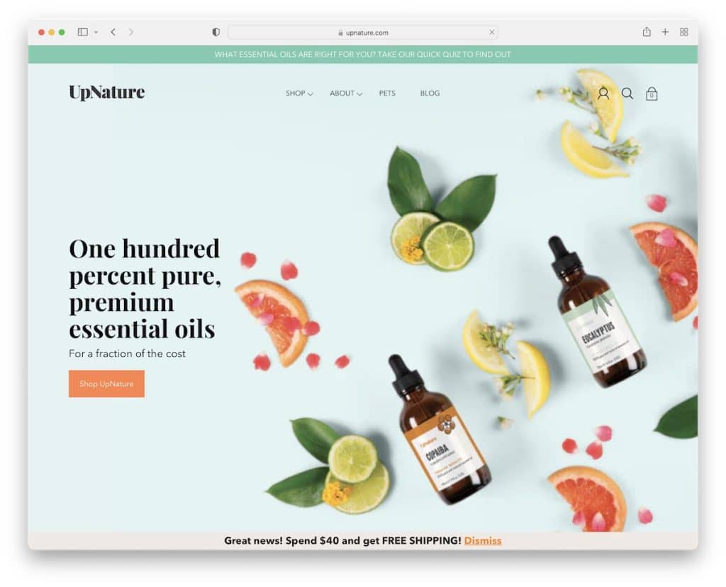 site-ul web cu produse alimentare upnature