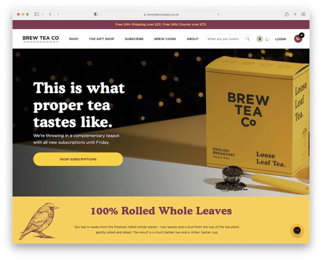 sitio web de comida brew tea co