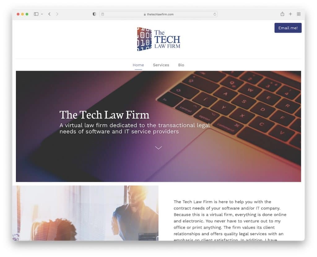 o site do escritório de advocacia de tecnologia