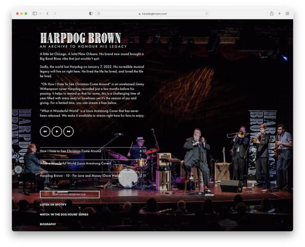 ハープドッグ・ブラウン・ミュージシャンのウェブサイト