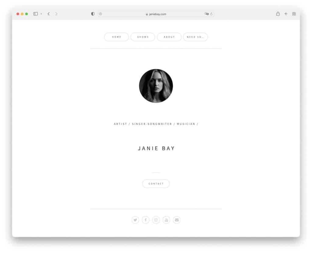 Janie Bay Musiker-Website